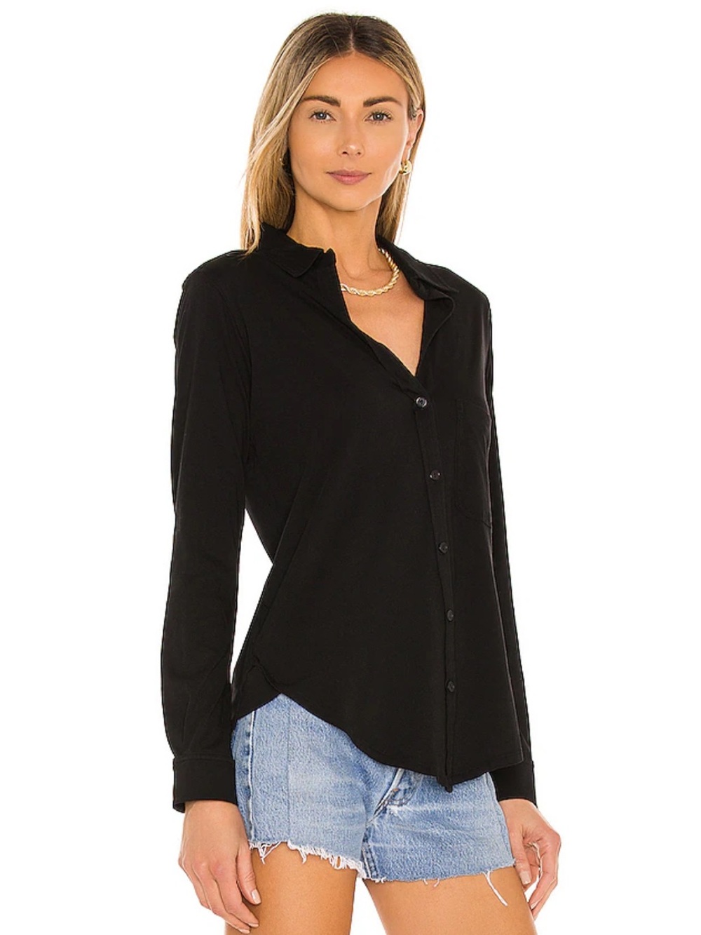 Bobi Black Button-Front Women’s Shirt